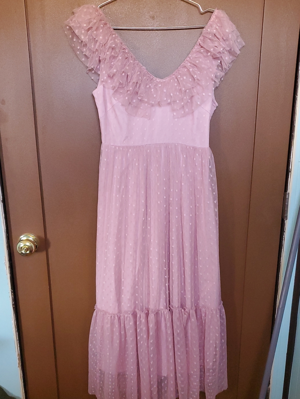 Simplee Dusty Pink Polka Dot Dress